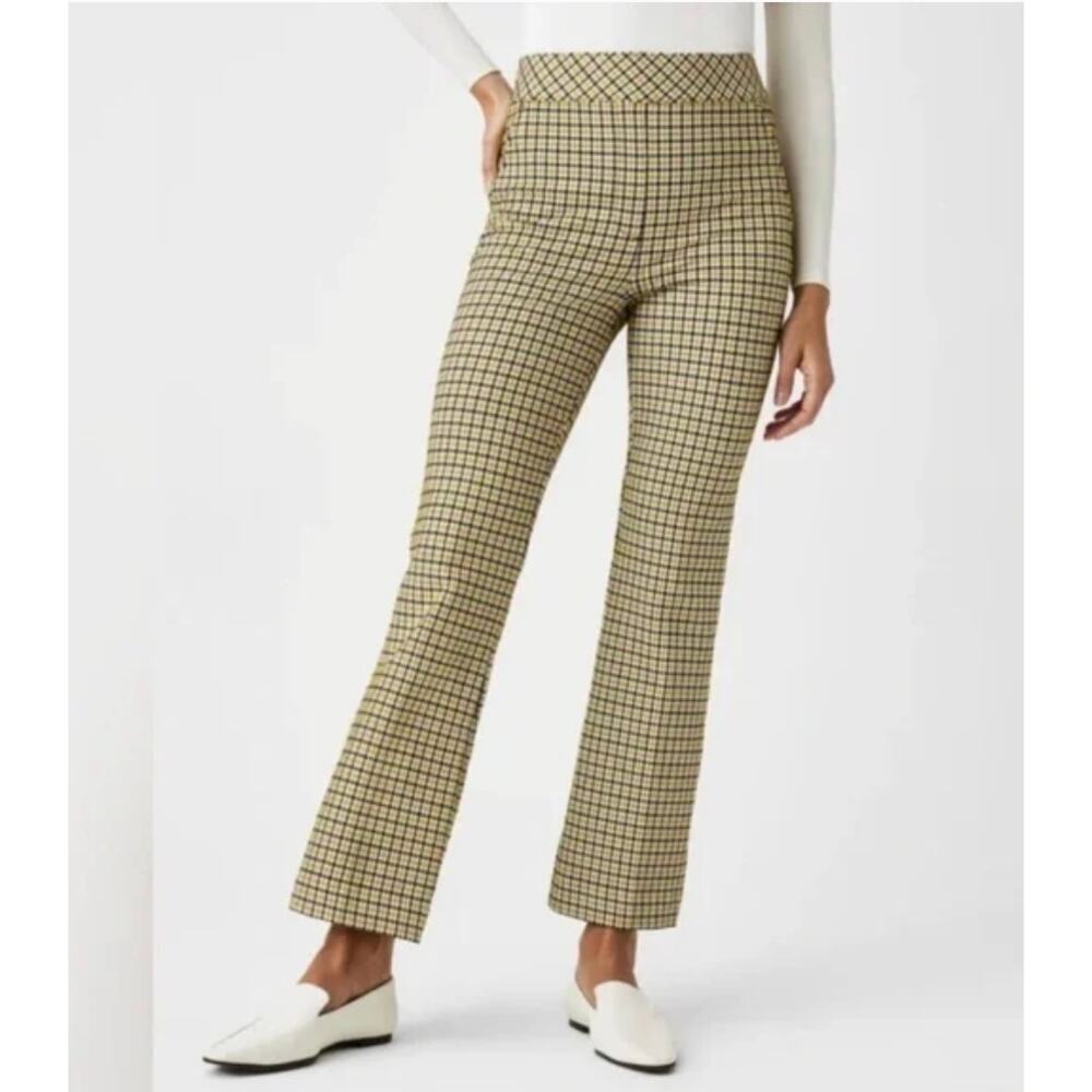 Spanx Perfect Kick Flare Dijon Jacquard Plaid Ponte Pull On Crop Pant Size S - Picture 5 of 16